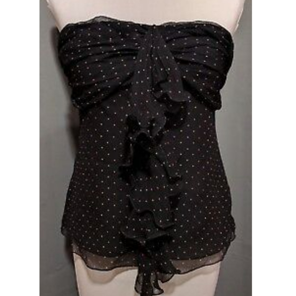 The Limited Strapless Multi Color Dot Chiffon Top